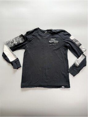 Nike Air Force 1 Long Sleeve Shirt Black Graphic‎ Tee Mens Medium Streetwear